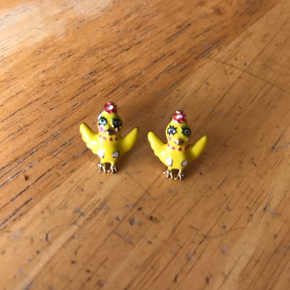 Betsy Johnson enamel chicken earrings